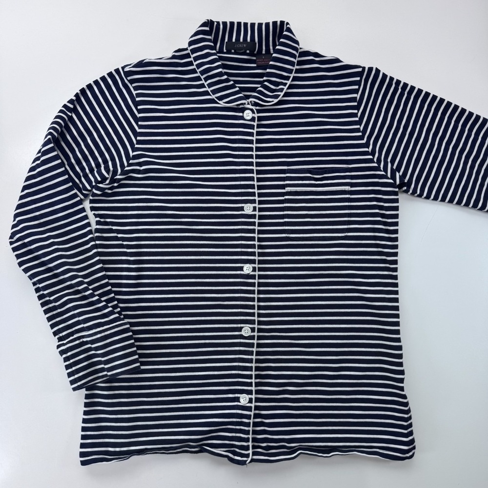 J‎ CREW Dreamy Cotton Elastane Pajama Top Womens Small Blue White Stripe B7341